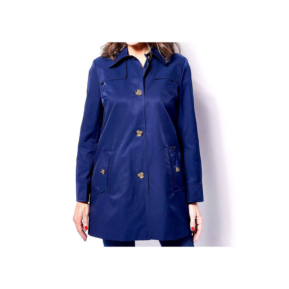 Dennis Basso Jackets & Blazers - Dennis Basso Water Repellent Button-Front Double Collar Jacket- NAVY, XL